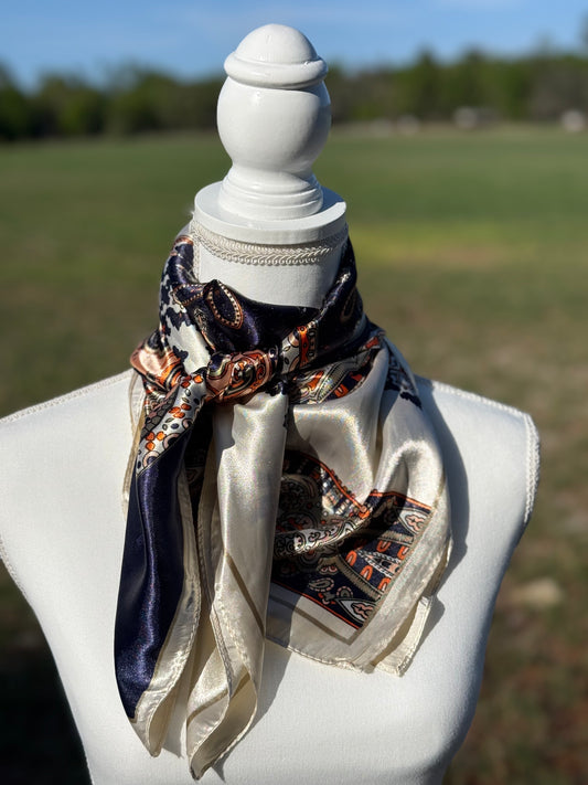 Navy Blue and Orange Wild Rag