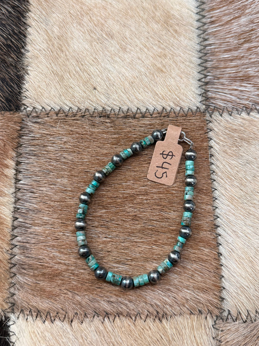 7” 6mm Sterling Silver Pearls with Jasper Beads