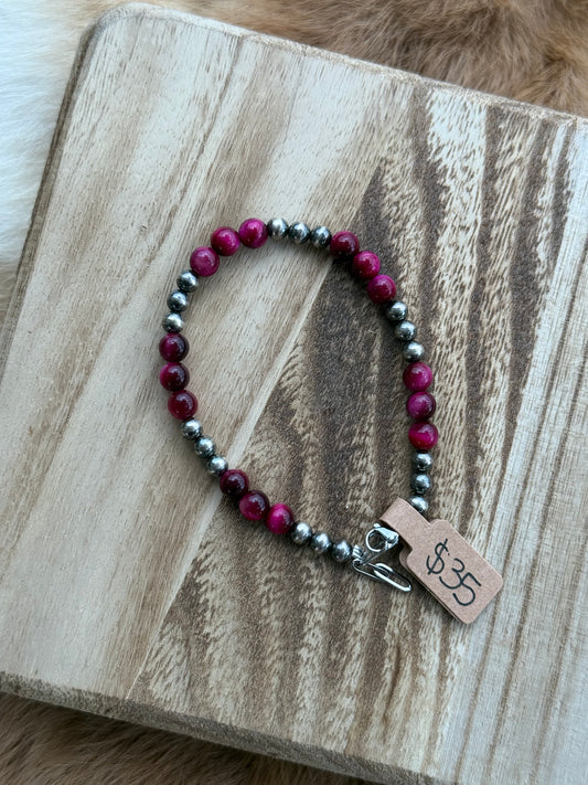 5mm sterling silver pearls and tigers eye (clasp)