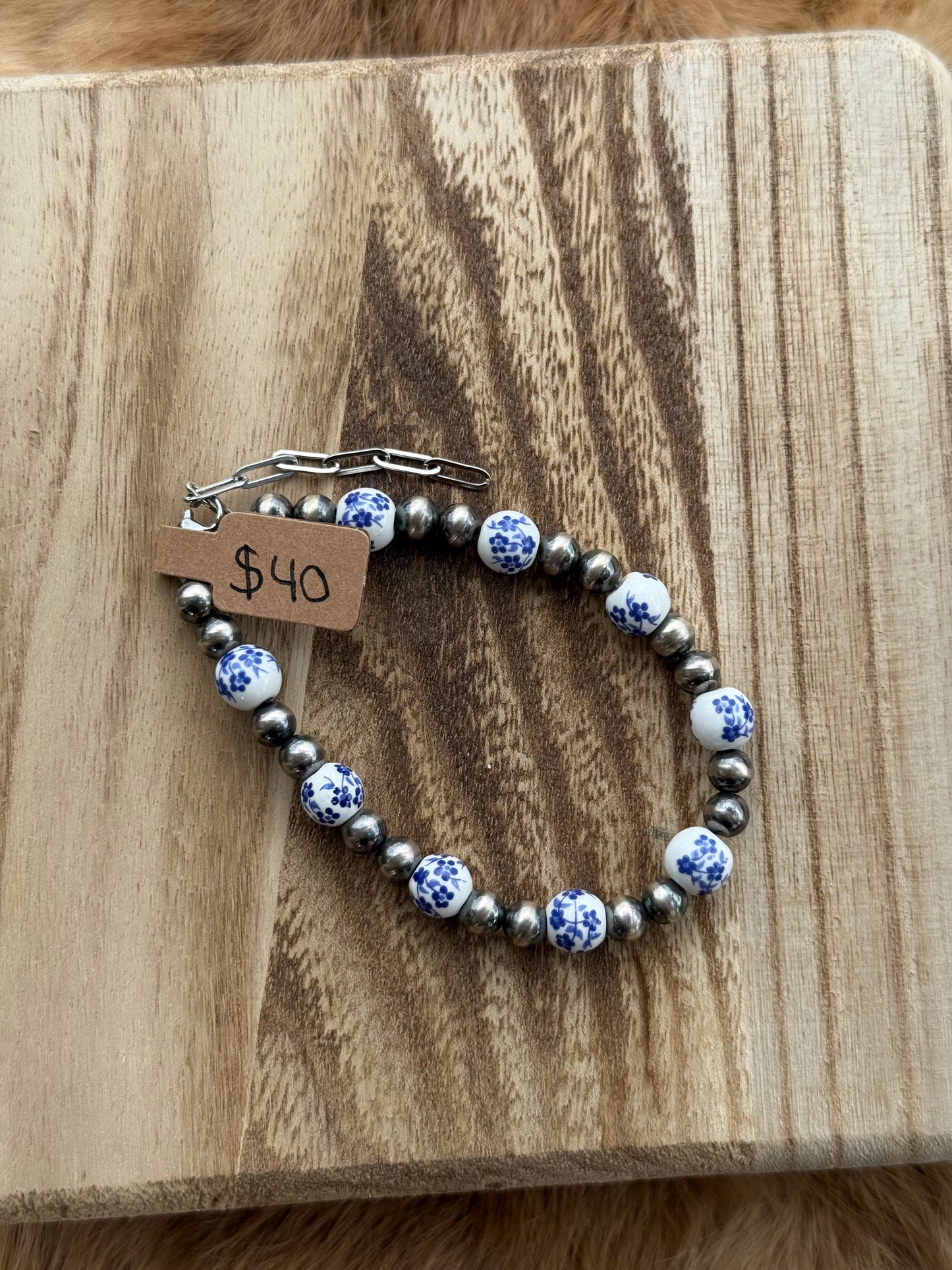 6mm sterling silver pearls and acrylic beads (clasp)