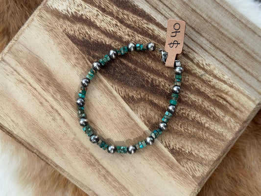 6mm sterling silver pearls and imperial jasper (clasp)