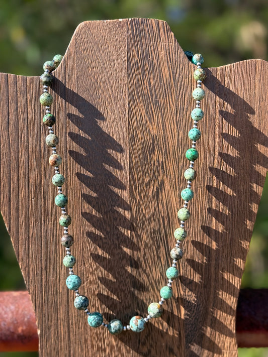 20” 3mm Sterling Silver Pearls with 8 and 10mm African Jasper