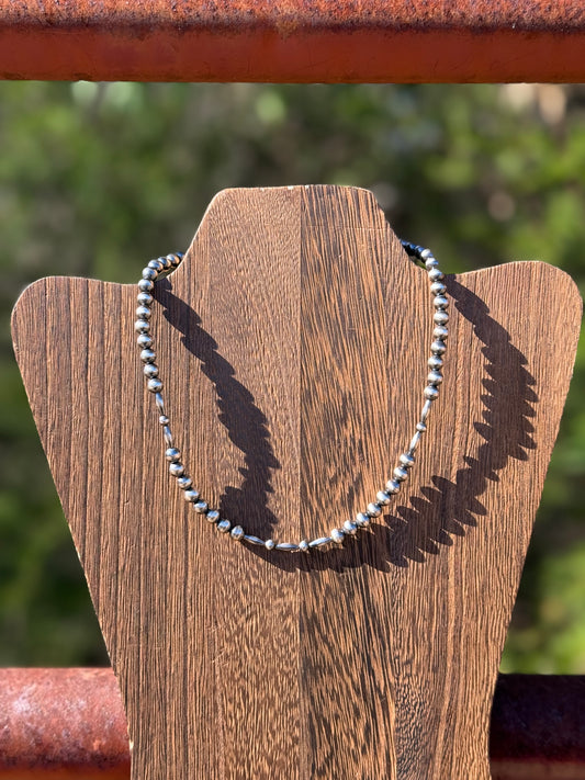 16” 6mm and 4mm Sterling Silver Pearls With 3x9 Sterling Silver Torpedo Beads