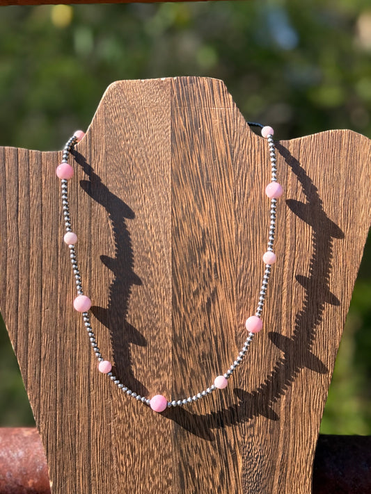 20” 3mm Sterling Silver Pearls With 6mm and 8mm Pink Conch