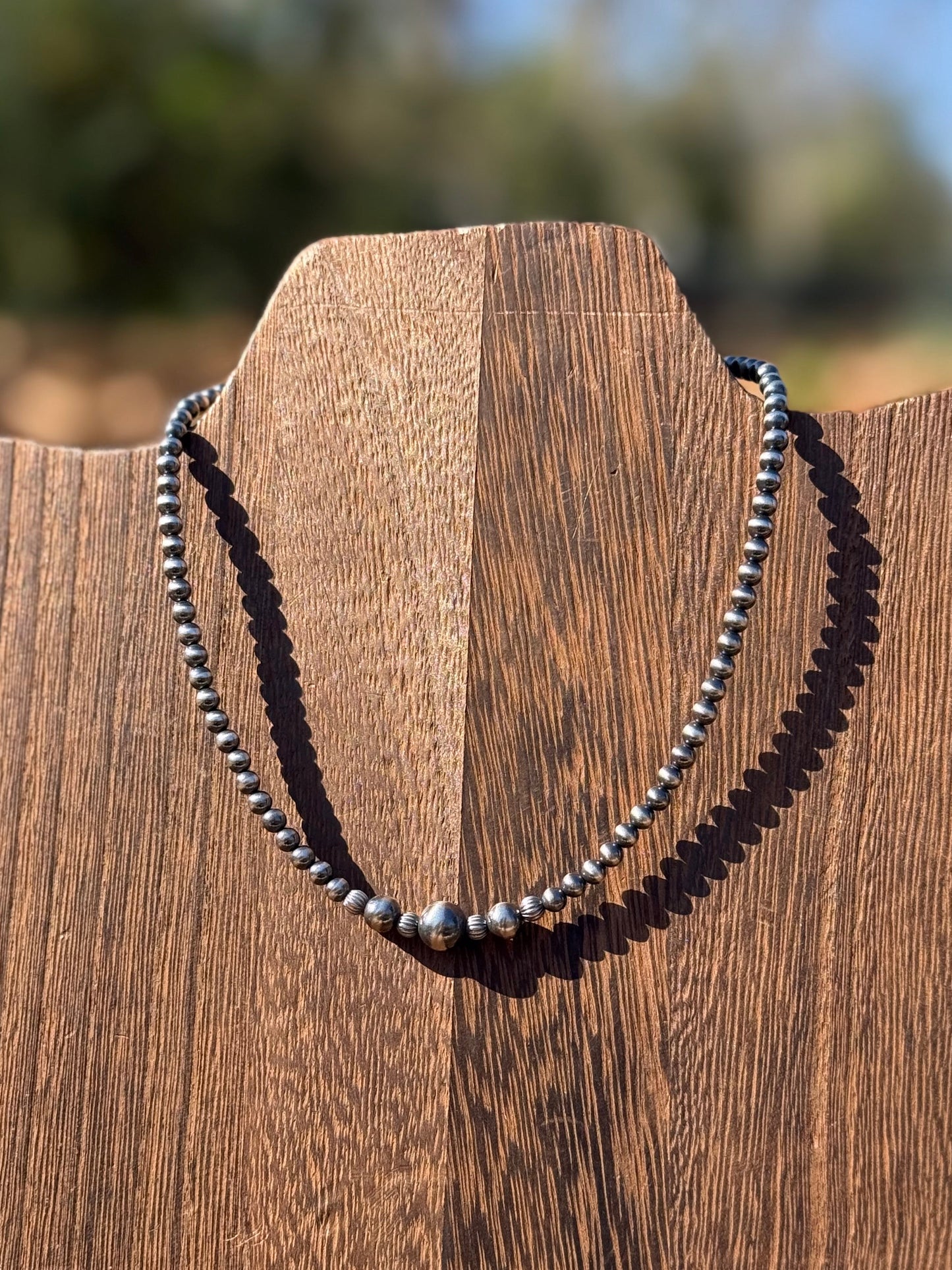 14” 4/6/8mm Sterling Silver Pearls with 4mm Textured Sterling Silver Pearls