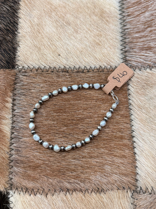 7” 4mm Sterling Silver Pearls and Freshwater Pearls