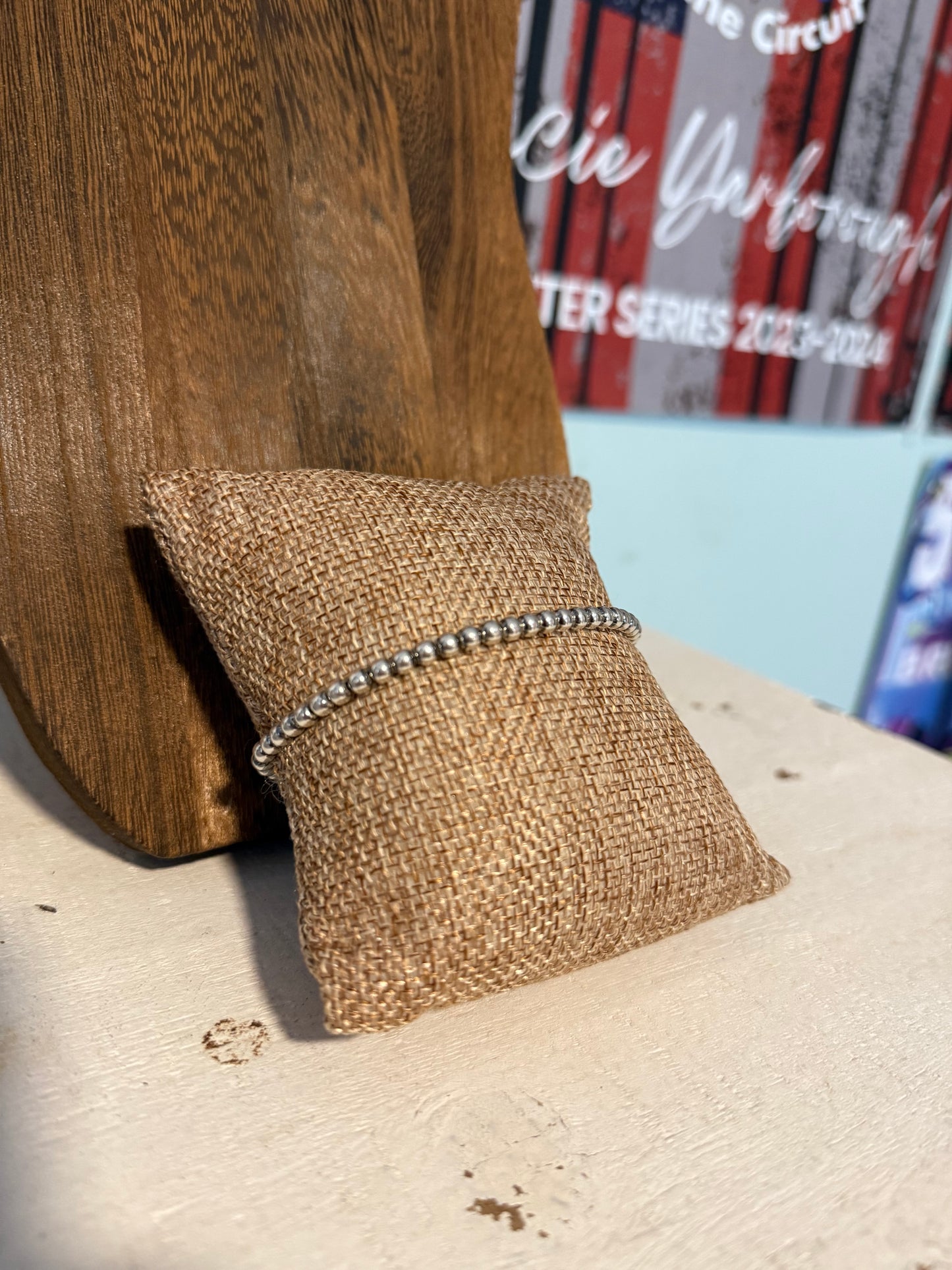 4mm Sterling Silver Pearl Stretchy Bracelet