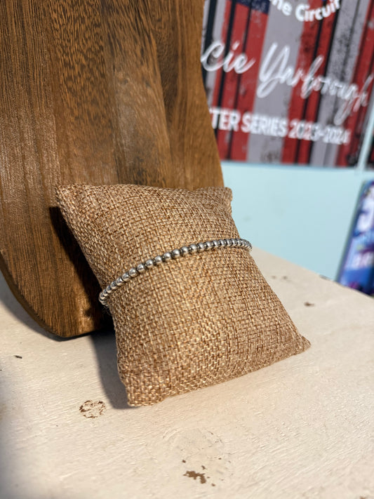 4mm Sterling Silver Pearl Stretchy Bracelet