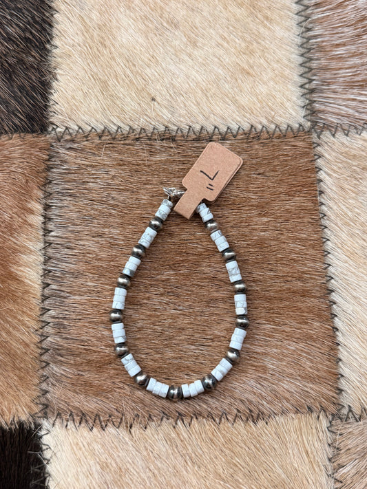 7” 5mm Sterling Silver Pearls with White Buffalo Beads