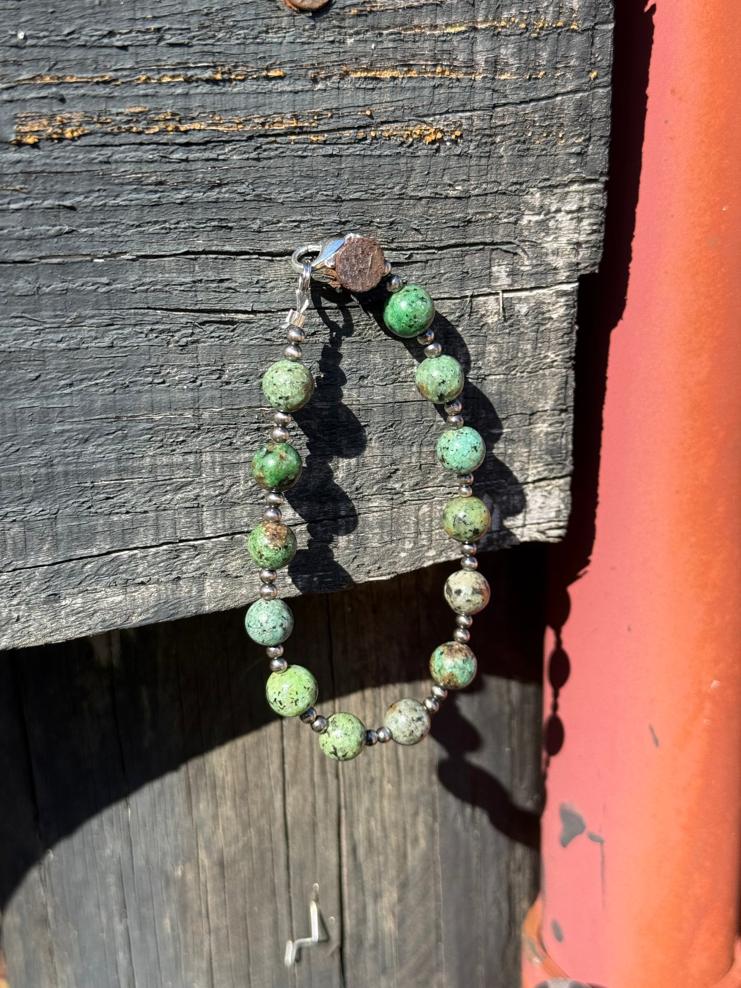 3mm Sterling Silver Pearls and African Jasper