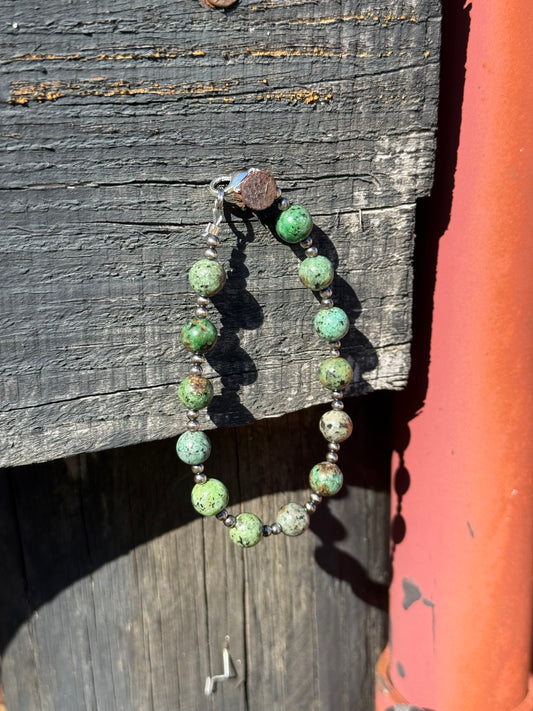 3mm Sterling Silver Pearls and African Jasper