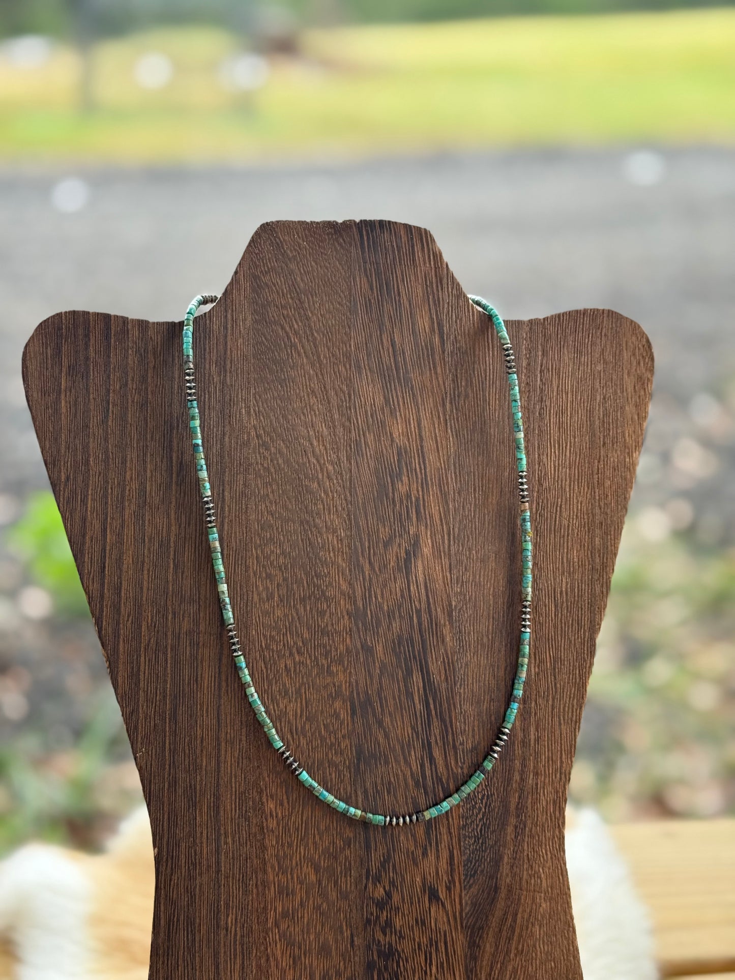 Turquoise and Sterling Silver Saucer Necklace