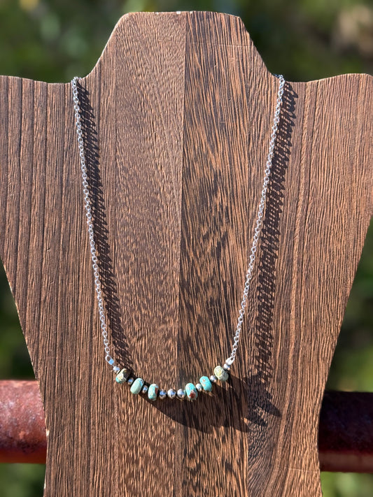 18” 4/5mm Sterling Silver Pearls and Jasper Saucers