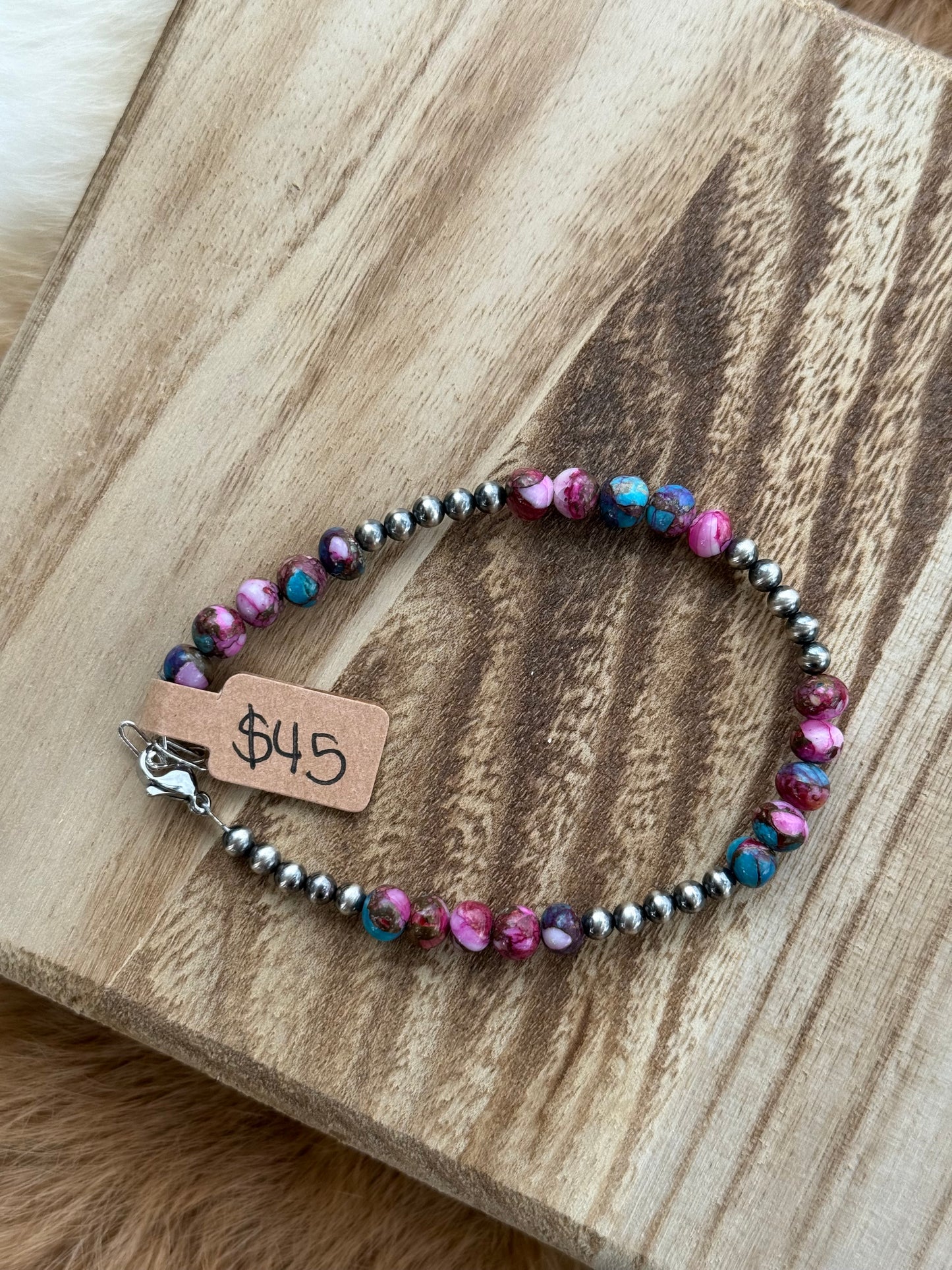 Purple dahlia and 4mm sterling silver pearls (clasp)