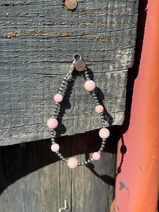 3mm Sterling Silver Pearls and 6/8mm Pink Conch