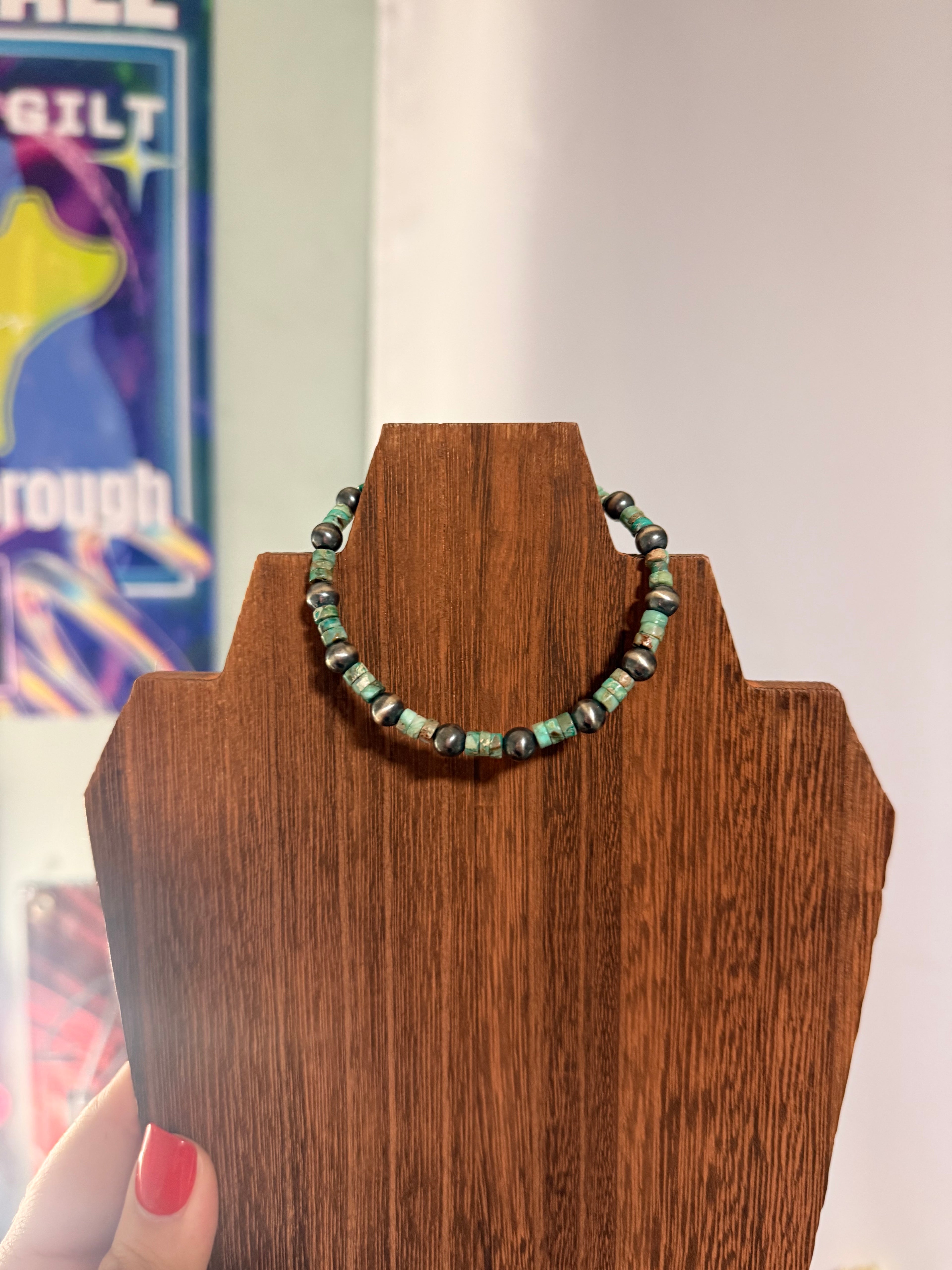 7” 6mm Sterling Silver Pearls with Jasper Chips